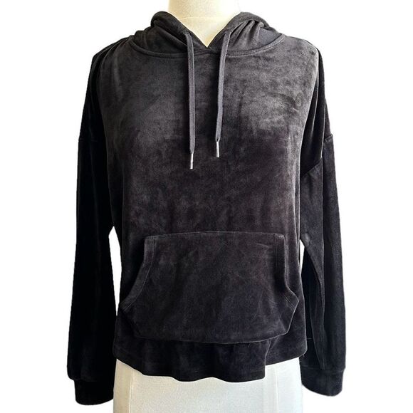 Joan Vass Tops - NWOT Joan Vass Velvet Velour Hoodie Black M